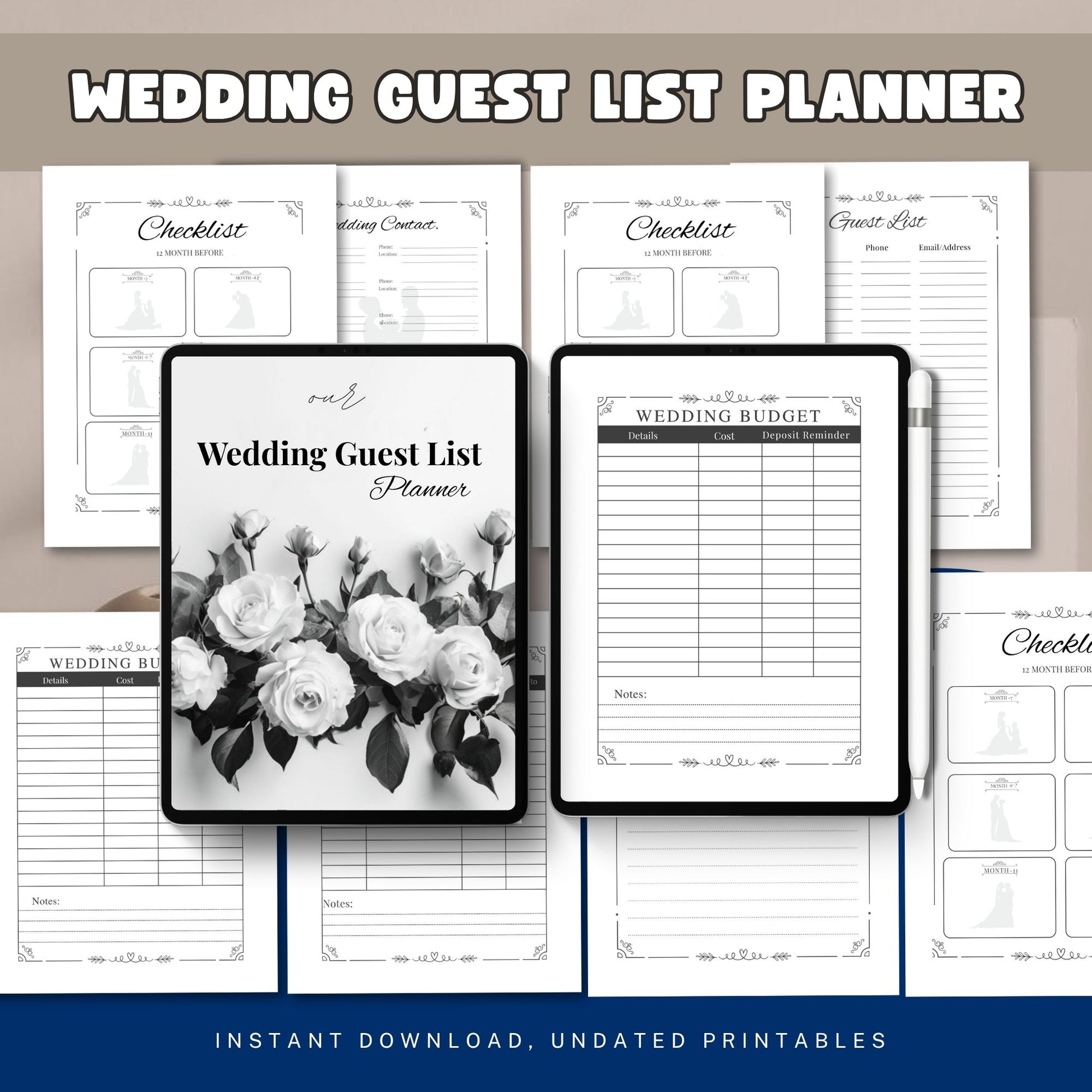guest list, wedding guest, rsvp tracker, wedding planner, guest organizer, wedding sheet, bridal planner, wedding pdf, invite tracker, wedding binder, guest tracker, wedding list, planner printable