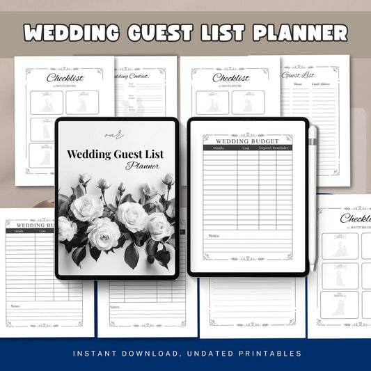 guest list, wedding guest, rsvp tracker, wedding planner, guest organizer, wedding sheet, bridal planner, wedding pdf, invite tracker, wedding binder, guest tracker, wedding list, planner printable
