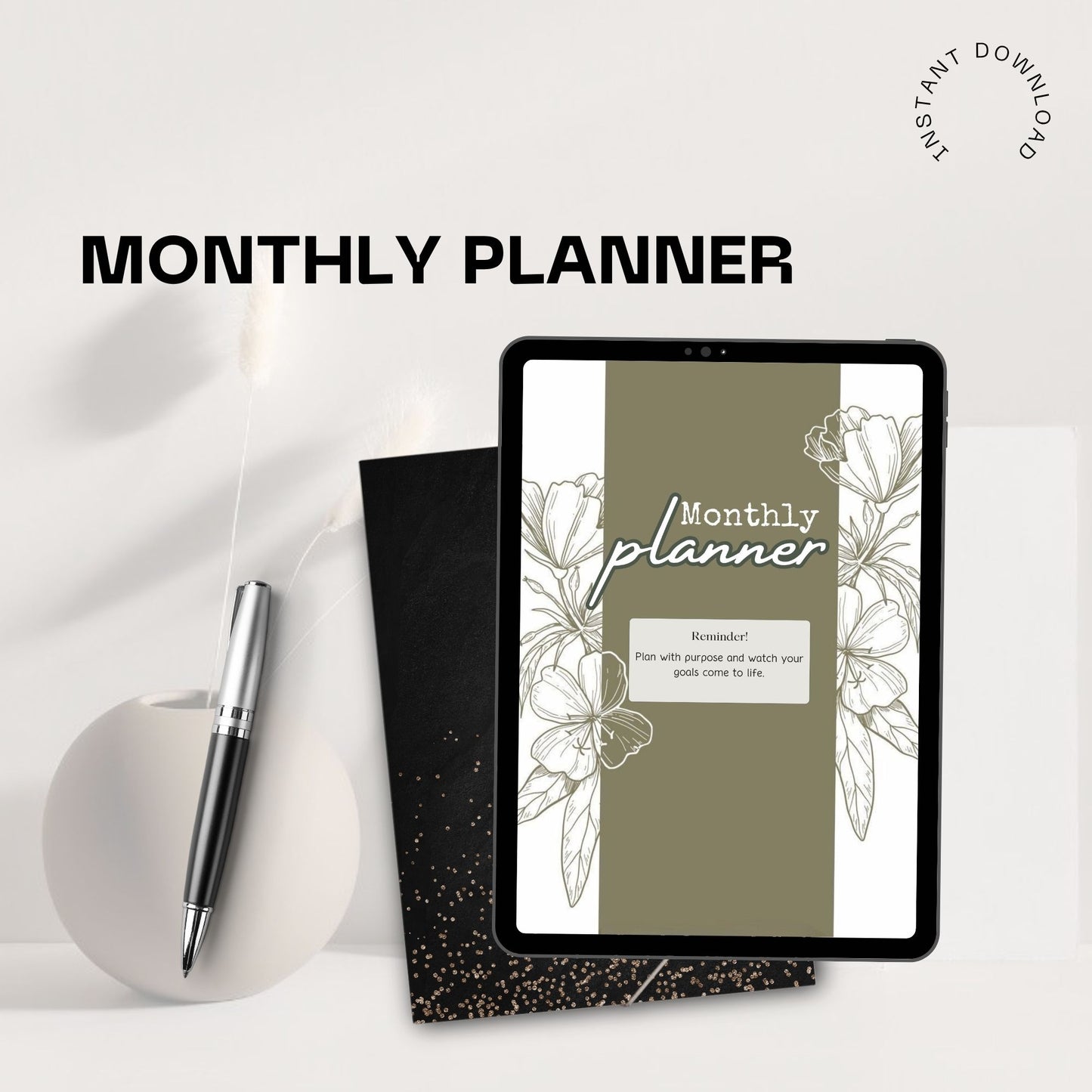 Monthly Planner Printable | Calendar Planner | Monthly Organizer | Goal Planner | Productivity Planner PDF