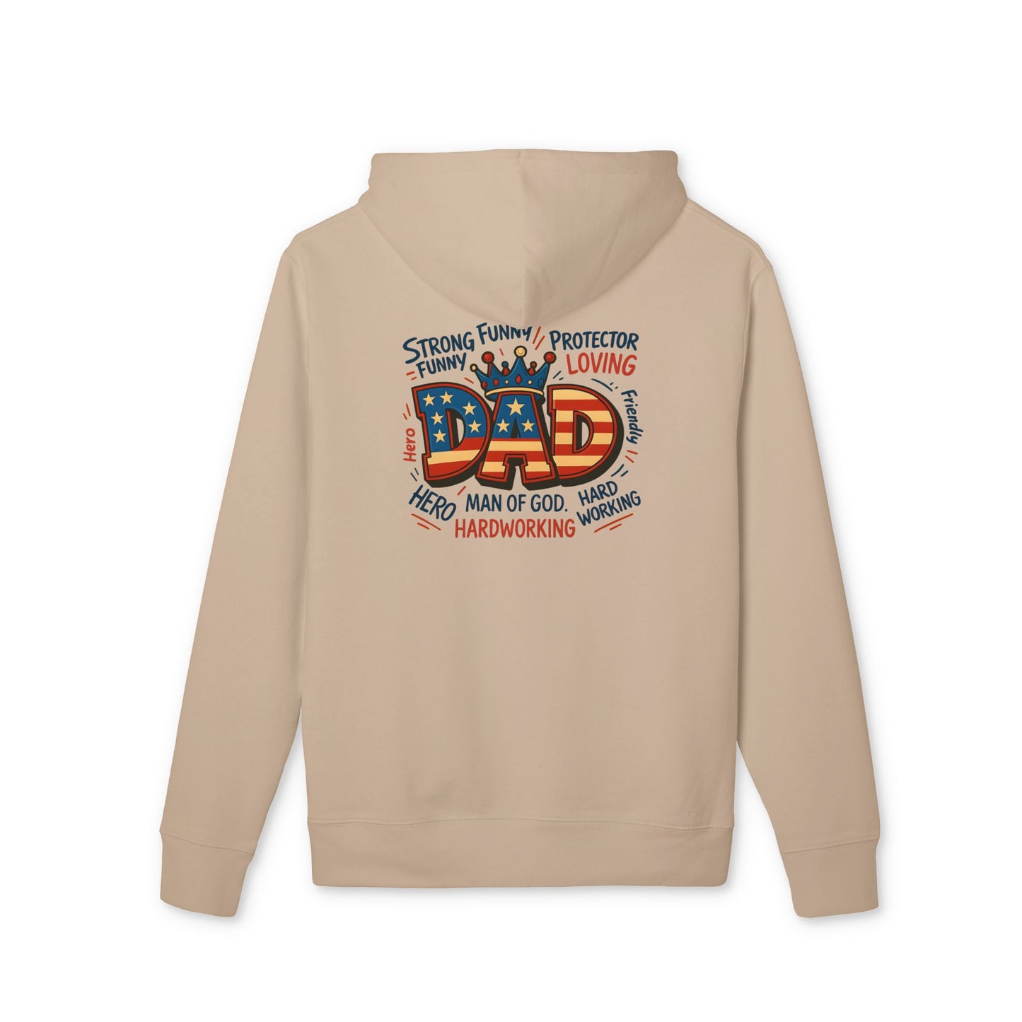 Patriotic 'Dad' Hoodie — American Flag Father’s Day Sweatshirt, Proud Dad Gift