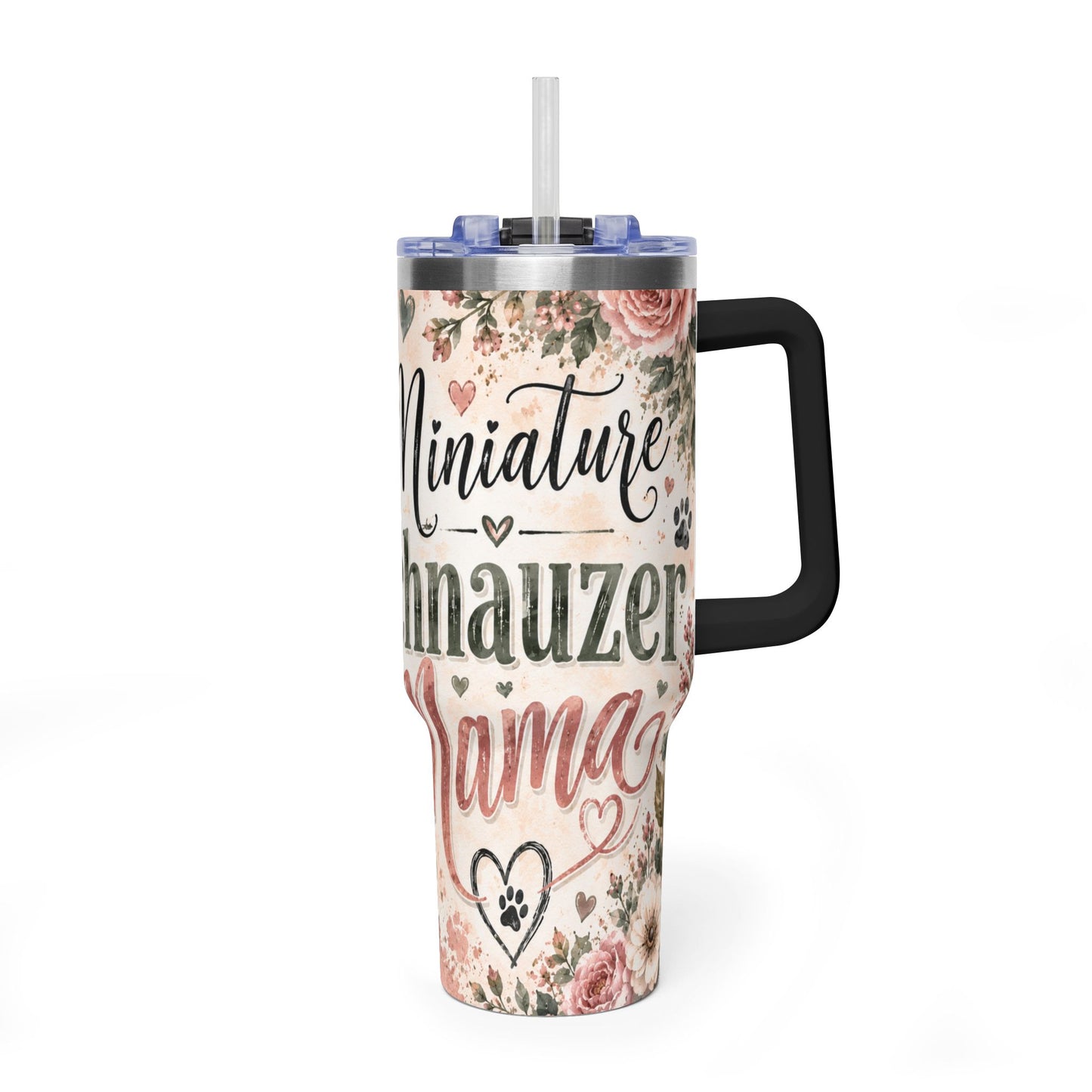 Miniature Schnauzer Mama 40oz Vacuum Tumbler — Insulated Travel Mug with Handle