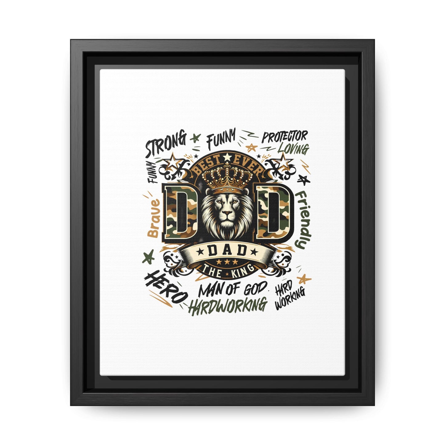 Framed Matte Canvas 'Best Ever DAD' Wall Art – Lion King Design, Father’s Day Gift
