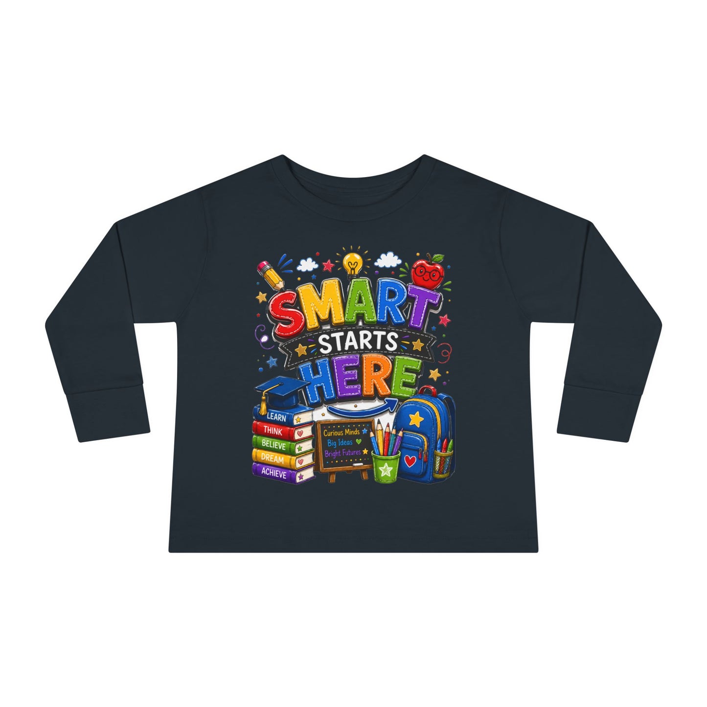 Smart Starts Here Toddler Long Sleeve Tee — Back-to-School Kids Shirt
