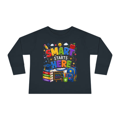 Smart Starts Here Toddler Long Sleeve Tee — Back-to-School Kids Shirt