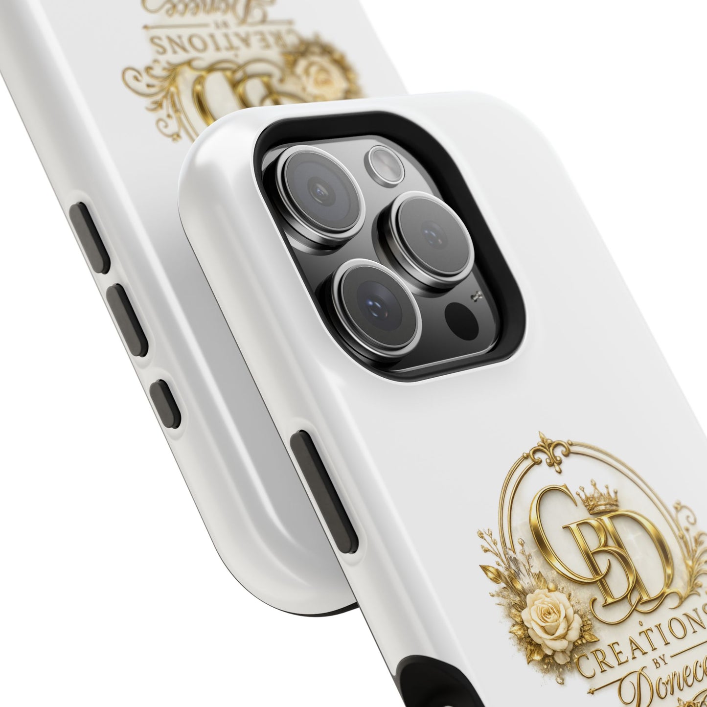 Magnetic Impact-Resistant Phone Case — Gold Floral Crest Logo