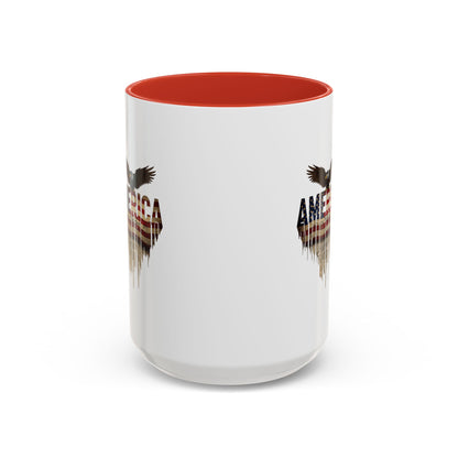 America Eagle Flag Accent Coffee Mug – Patriotic 11/15oz Ceramic