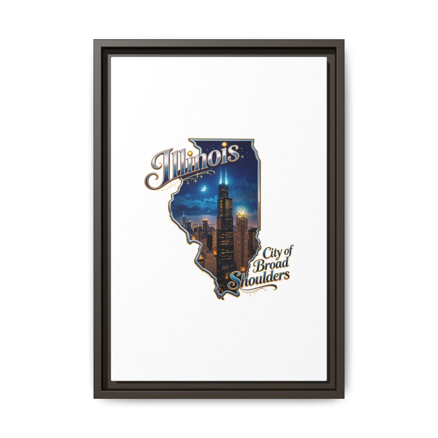 Illinois City of Broad Shoulders Matte Canvas Framed Wall Art