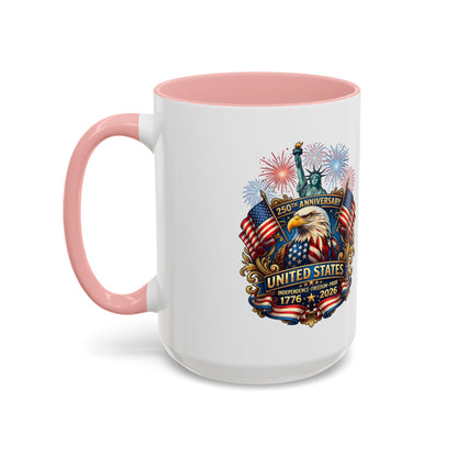 Patriotic Coffee Mug — United States 250th Anniversary Eagle & Fireworks (11/15oz)