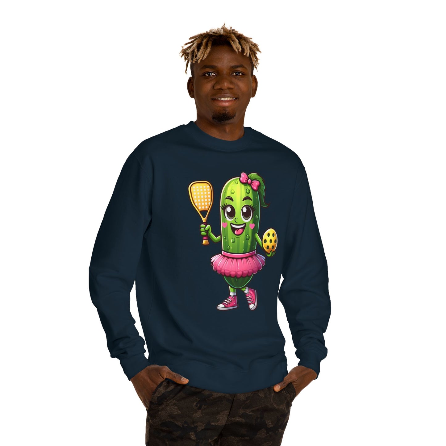 Pickle Paddle T-Shirt — Cute Pickle Playing Pickleball Crewneck