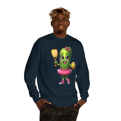 Pickle Paddle T-Shirt — Cute Pickle Playing Pickleball Crewneck