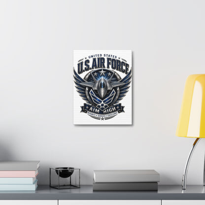 U.S. Air Force 'Aim High' Canvas – Military Jet Emblem Wall Art