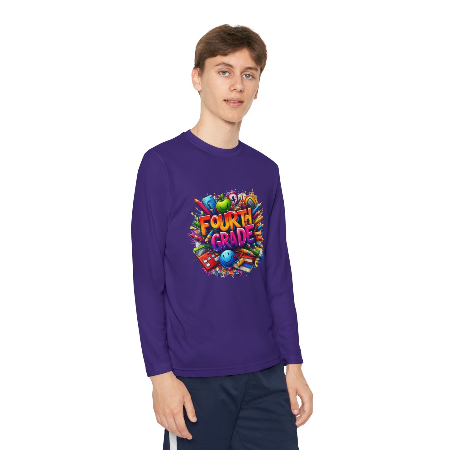 Fourth Grade Long Sleeve Tee — Colorful School Kids Shirt