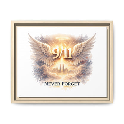 9/11 Memorial Matte Canvas Print — "Never Forget" Framed Wall Art