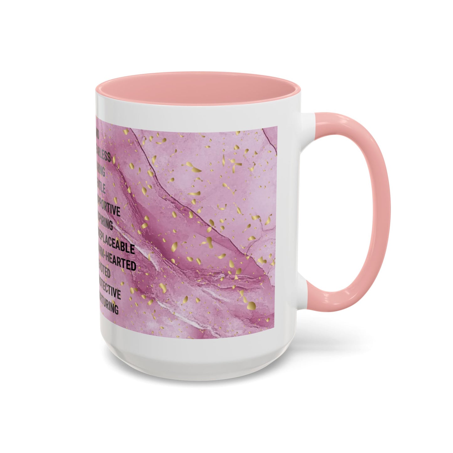 Mom Definition Accent Coffee Mug – Inspirational Pink Marble Mother’s Day Gift (11/15oz)