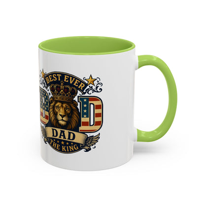 Best Ever Dad Coffee Mug — 'Dad the King' Lion Accent Mug (11/15oz)