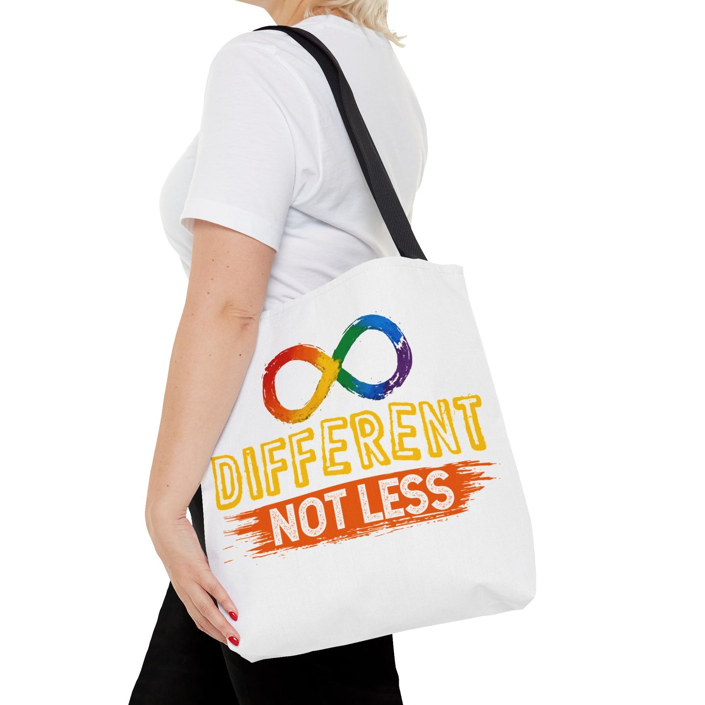Autism Pride Tote Bag — "Different Not Less" Rainbow Infinity Reusable Shopper