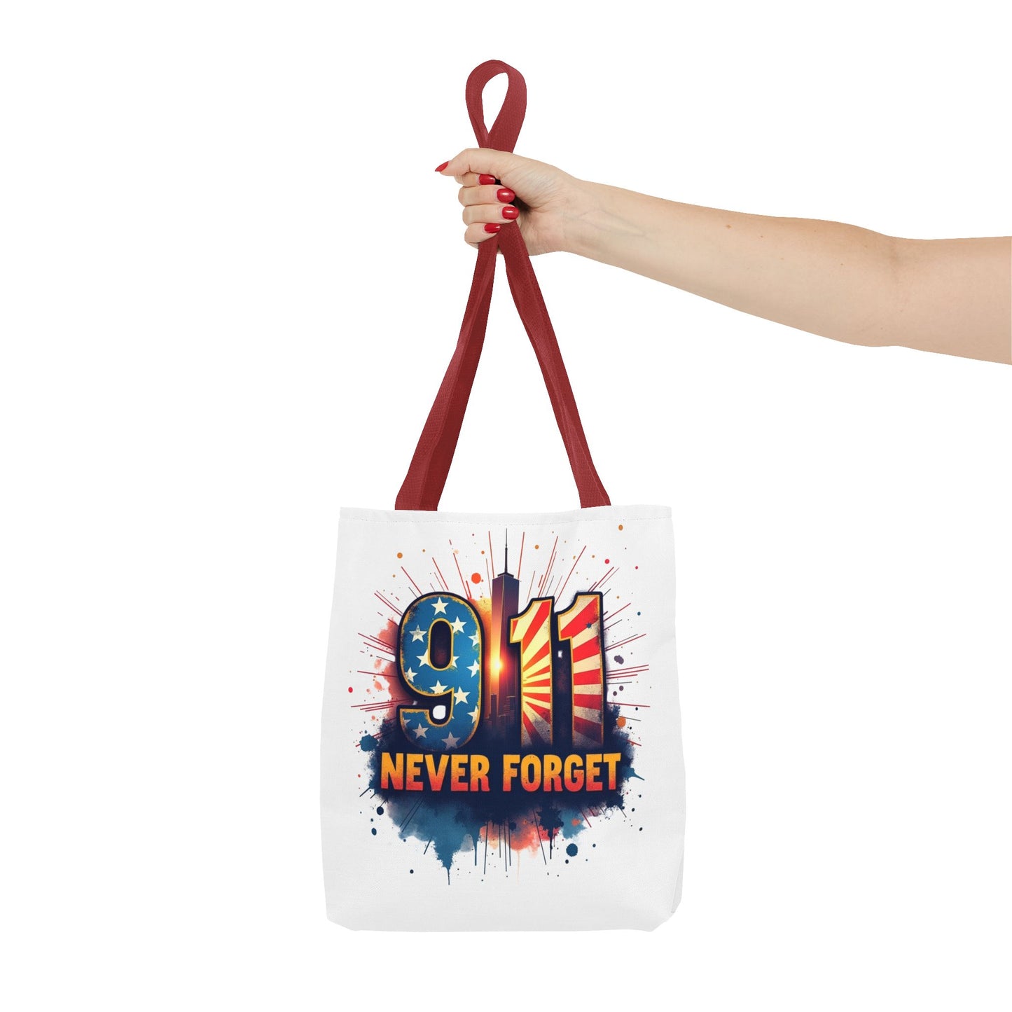 9/11 Never Forget Tote Bag — Patriotic Memorial Tribute Tote