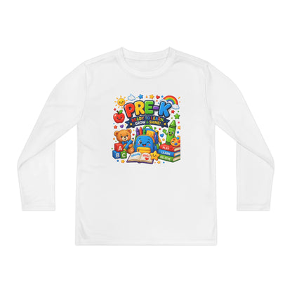 PRE-K Kids Long Sleeve Tee — Back-to-School Preschool Shirt ("Ready to Learn, Grow & Shine")