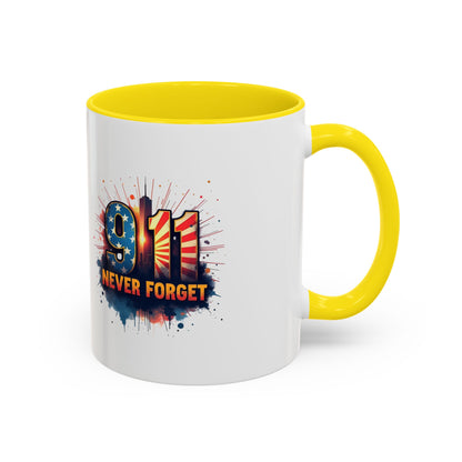 9/11 Never Forget Coffee Mug — Patriotic Memorial Accent Mug