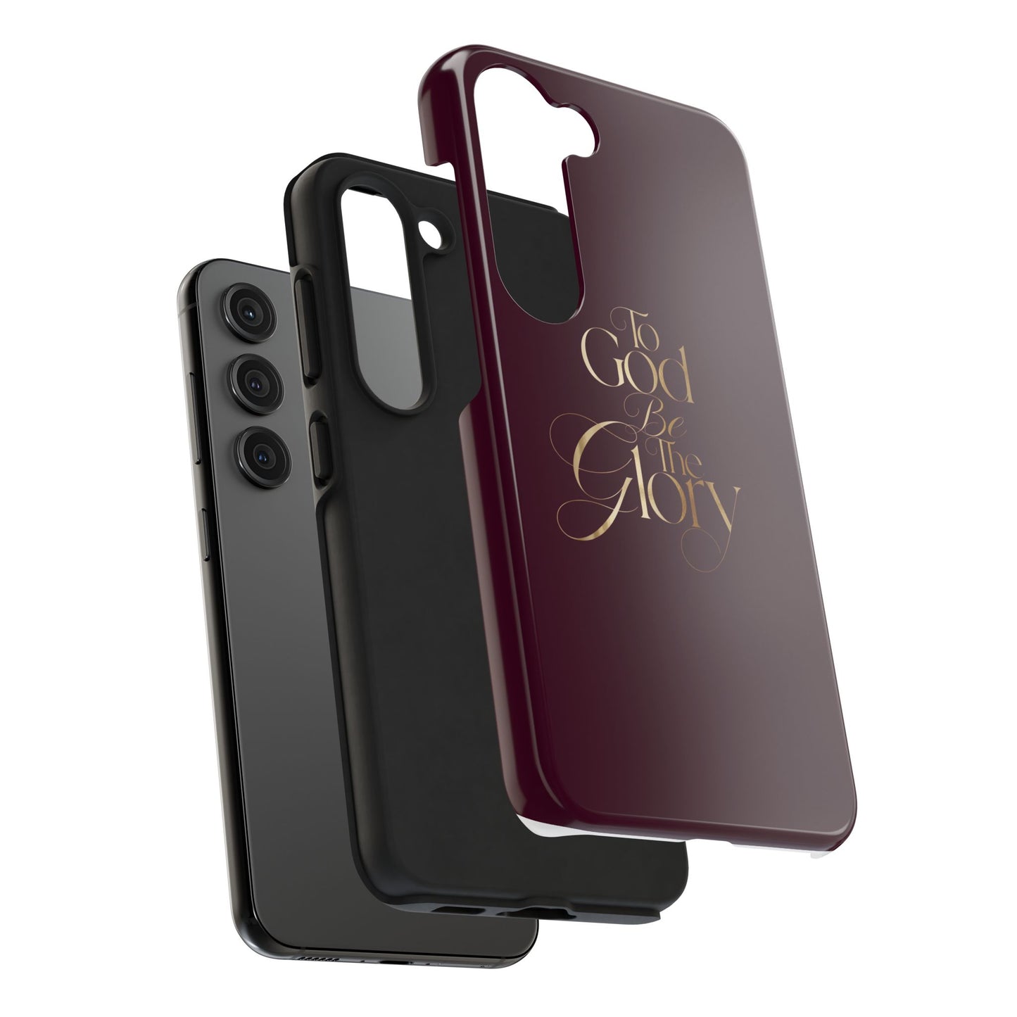 To God Be The Glory Tough Phone Case — Burgundy Gold Christian Scripture Cover