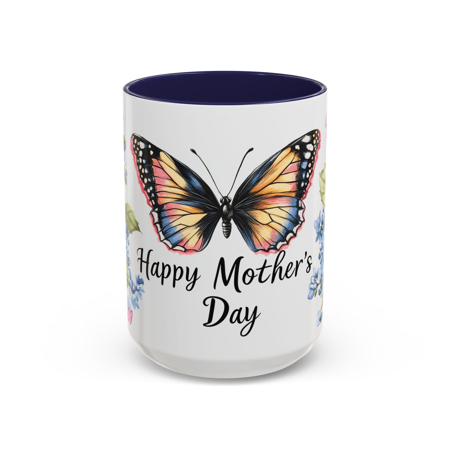 Mother's Day Butterfly Floral Coffee Mug – "Happy Mother's Day" Accent Mug (11/15 oz)