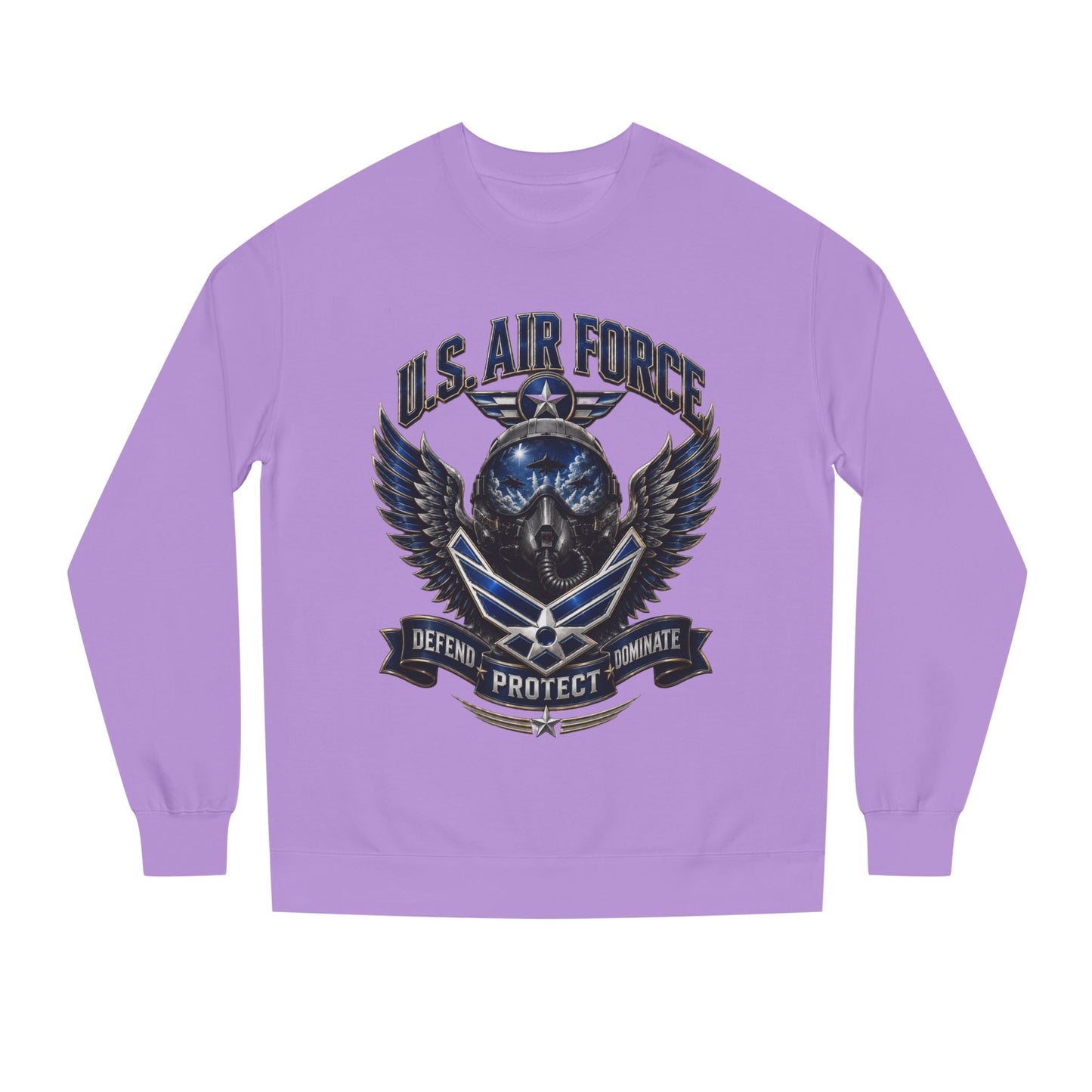 U.S. Air Force Skull Crewneck Sweatshirt — Defend Protect Dominate Tactical Pullover