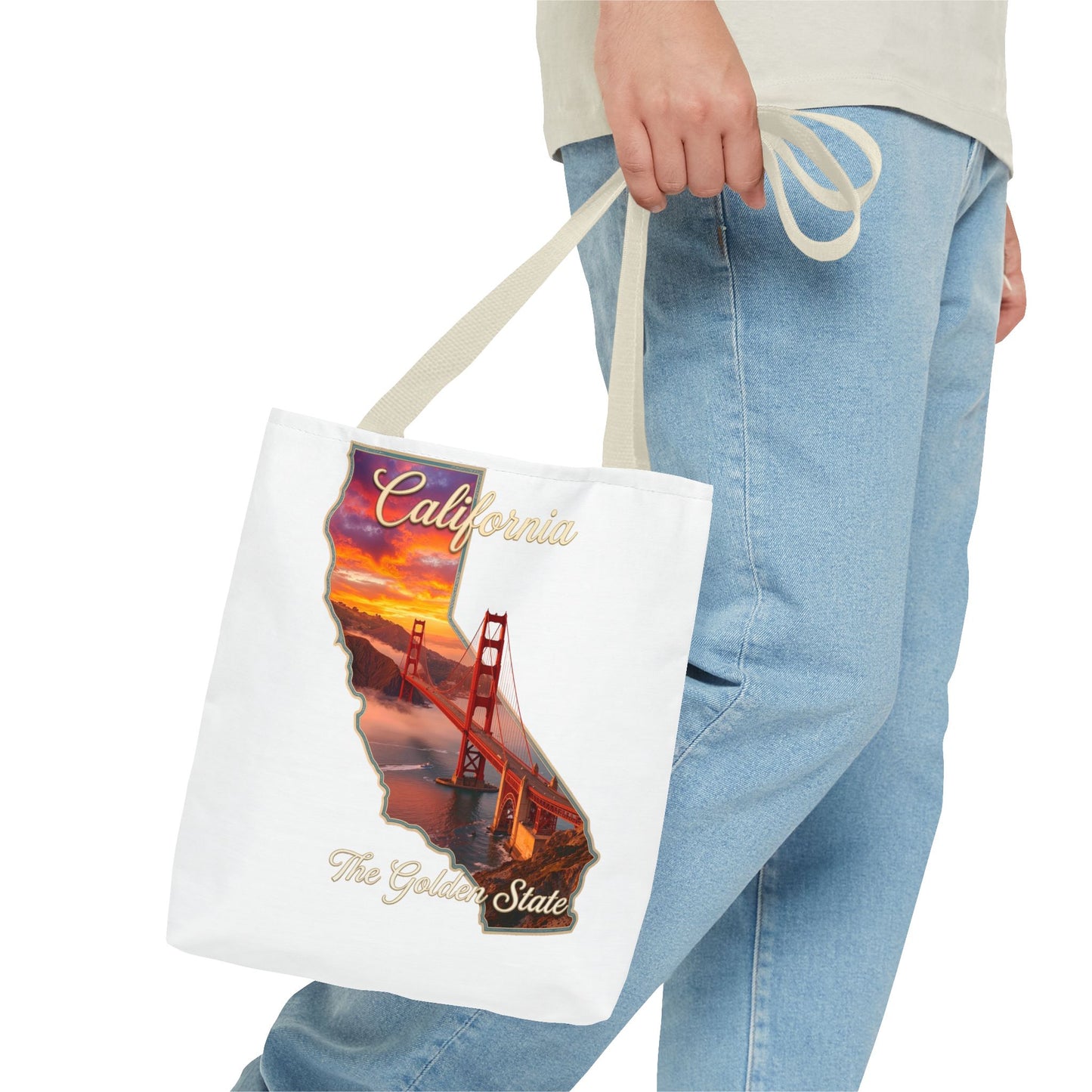 California Golden State Tote Bag – Golden Gate Sunset All-Over Print
