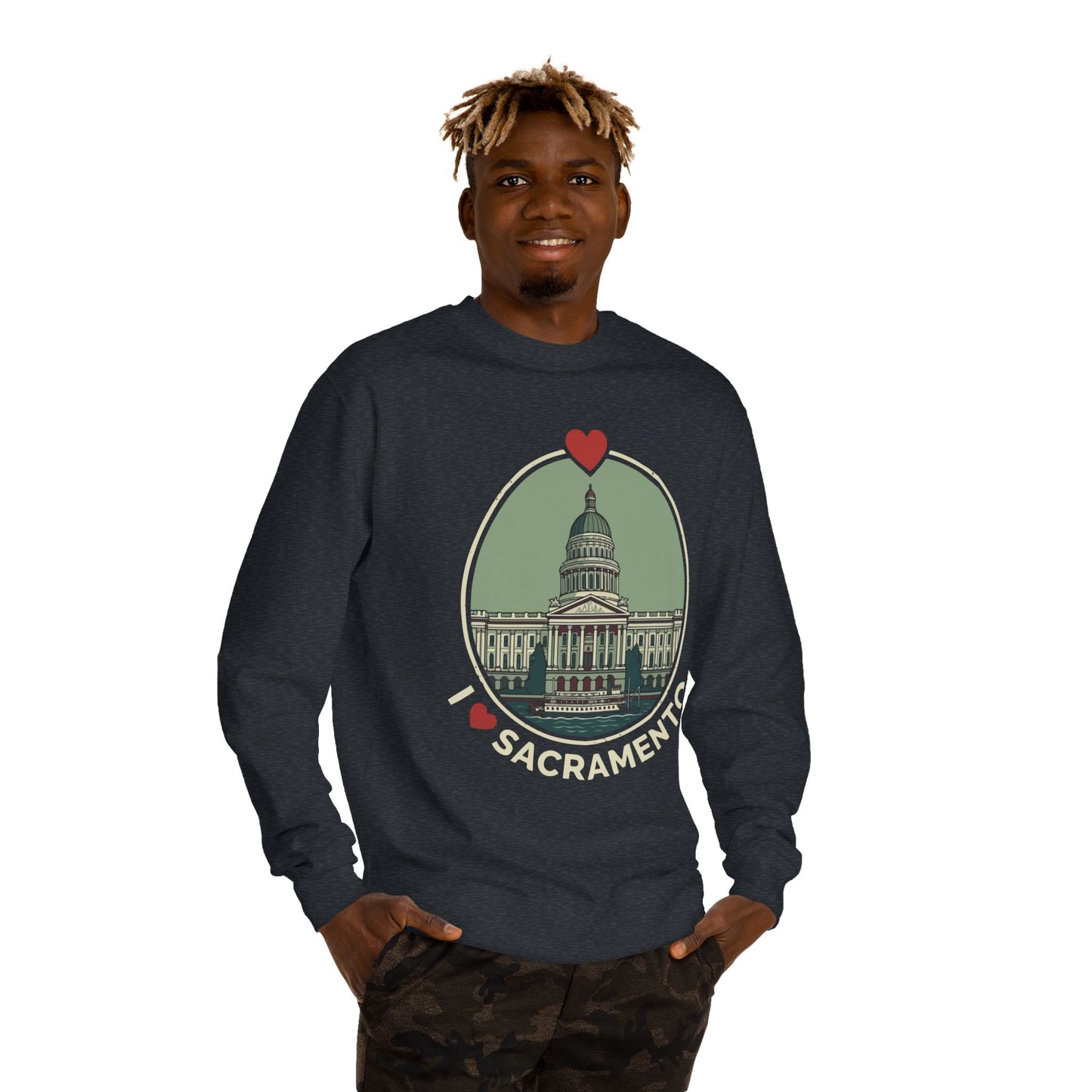 Sacramento Capitol Crewneck Sweatshirt — I Love Sacramento Vintage Graphic