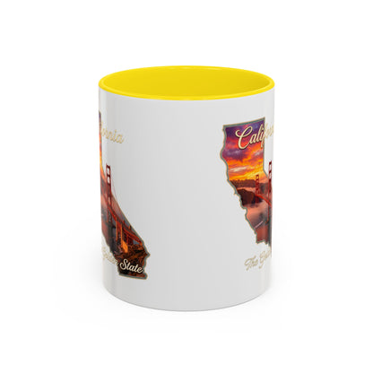 California State Shape Accent Mug – Golden Gate Sunset Coffee Cup (11/15oz)
