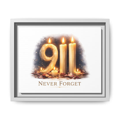 9/11 Never Forget Framed Canvas Print