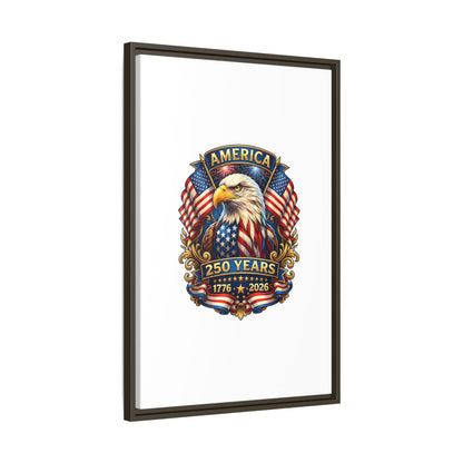 America 250th Anniversary Framed Canvas — Patriotic Bald Eagle Wall Art