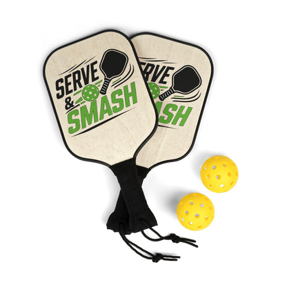 Serve & Smash Pickleball Paddle Set — 2 Paddles + Balls, Retro Green Design