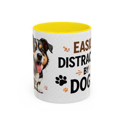 Easily Distracted By Dogs Coffee Mug – Dog Lover Accent Mug (11/15oz)