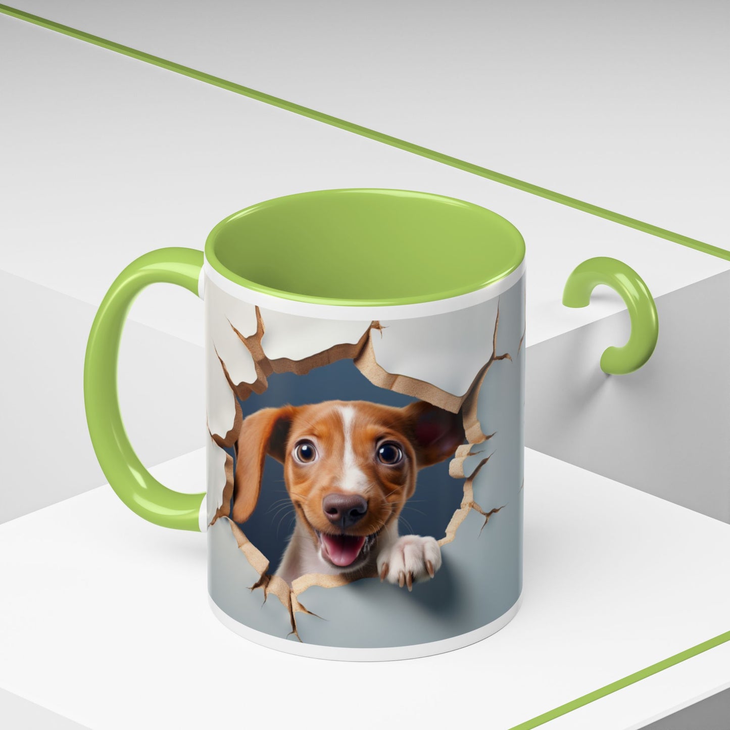 Dachshund Peeking Through Wall Accent Coffee Mug – Cute Dog Lover Gift (11/15oz)