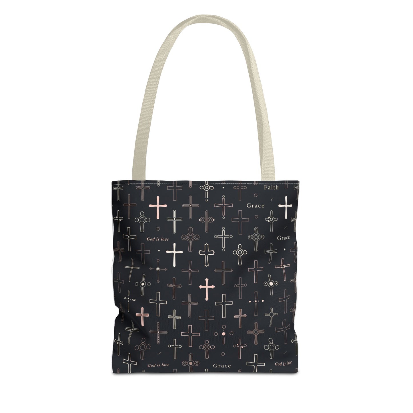 Cross Pattern Tote Bag — Faith & Grace Religious All-Over Print Tote