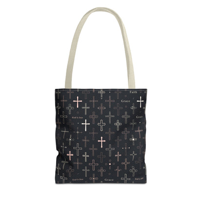 Cross Pattern Tote Bag — Faith & Grace Religious All-Over Print Tote