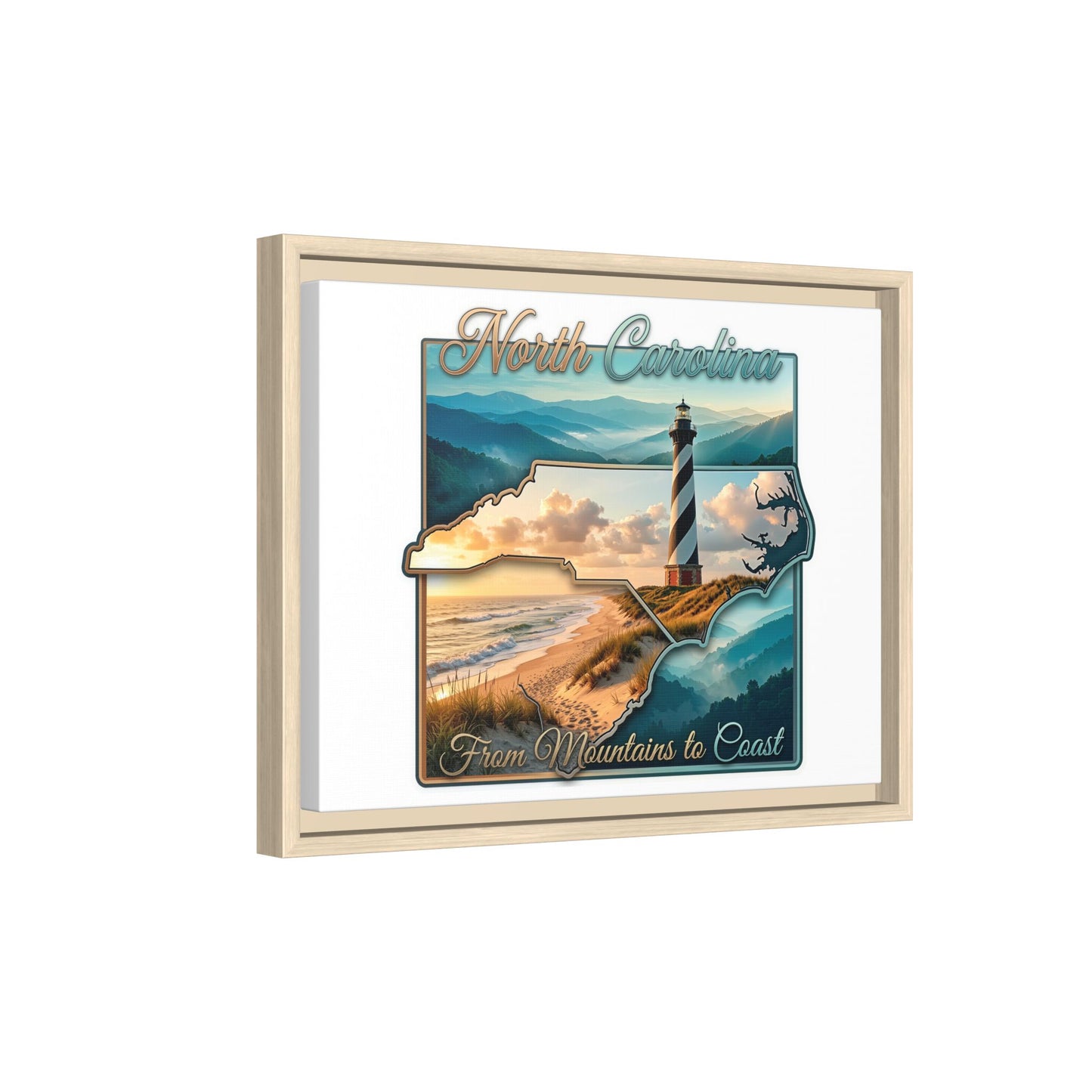 North Carolina Matte Canvas Wall Art — "From Mountains to Coast" Framed Print