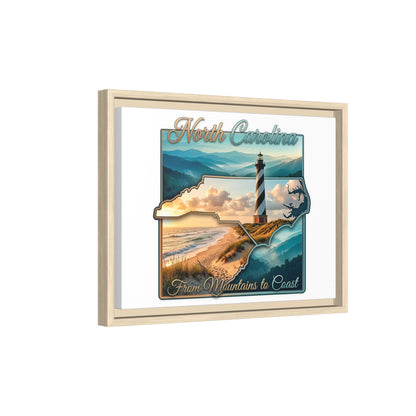 North Carolina Matte Canvas Wall Art — "From Mountains to Coast" Framed Print