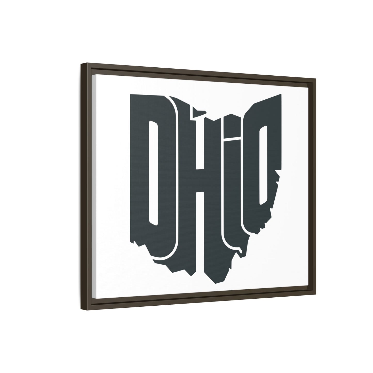 Ohio State Shape Matte Canvas Wall Art — Framed Modern State Typography Print