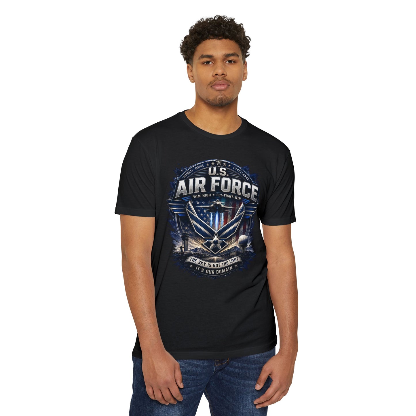 U.S. Air Force Graphic T-Shirt — Military Emblem Tee ("The Sky Is Not The Limit")