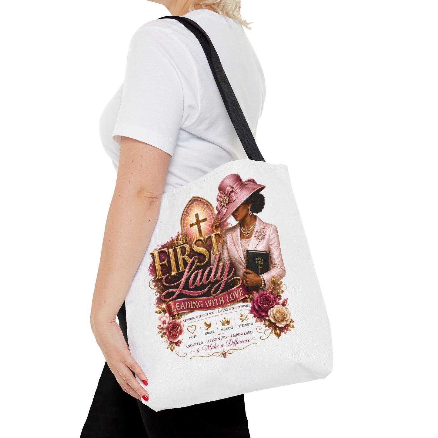 First Lady Tote Bag — Faithful Church Lady Floral Churchgoing Purse