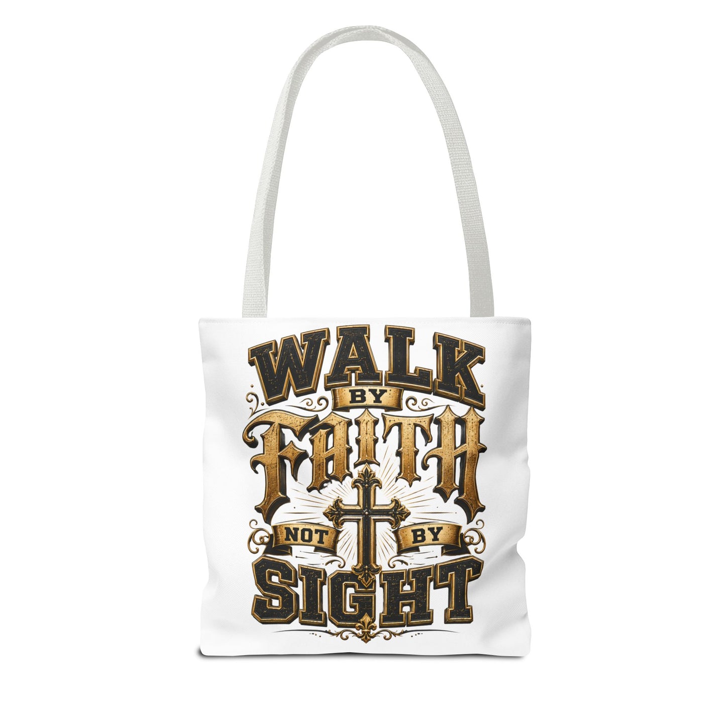Walk by Faith Tote Bag — Christian Inspirational Cross Tote