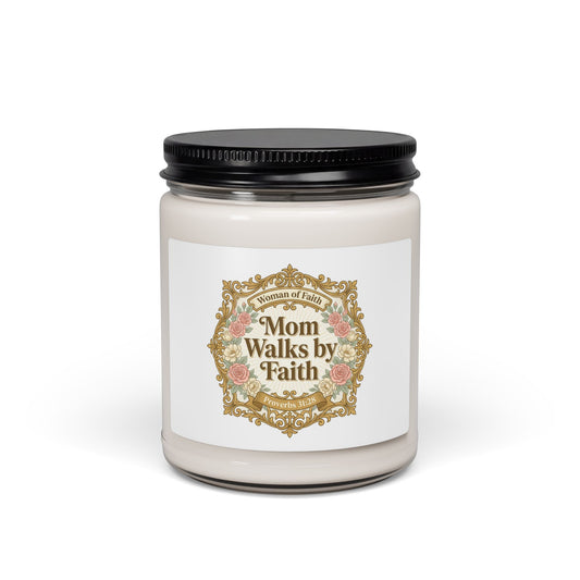 Mom Walks by Faith Candle | Soy Jar, minimalist mom life, retro type