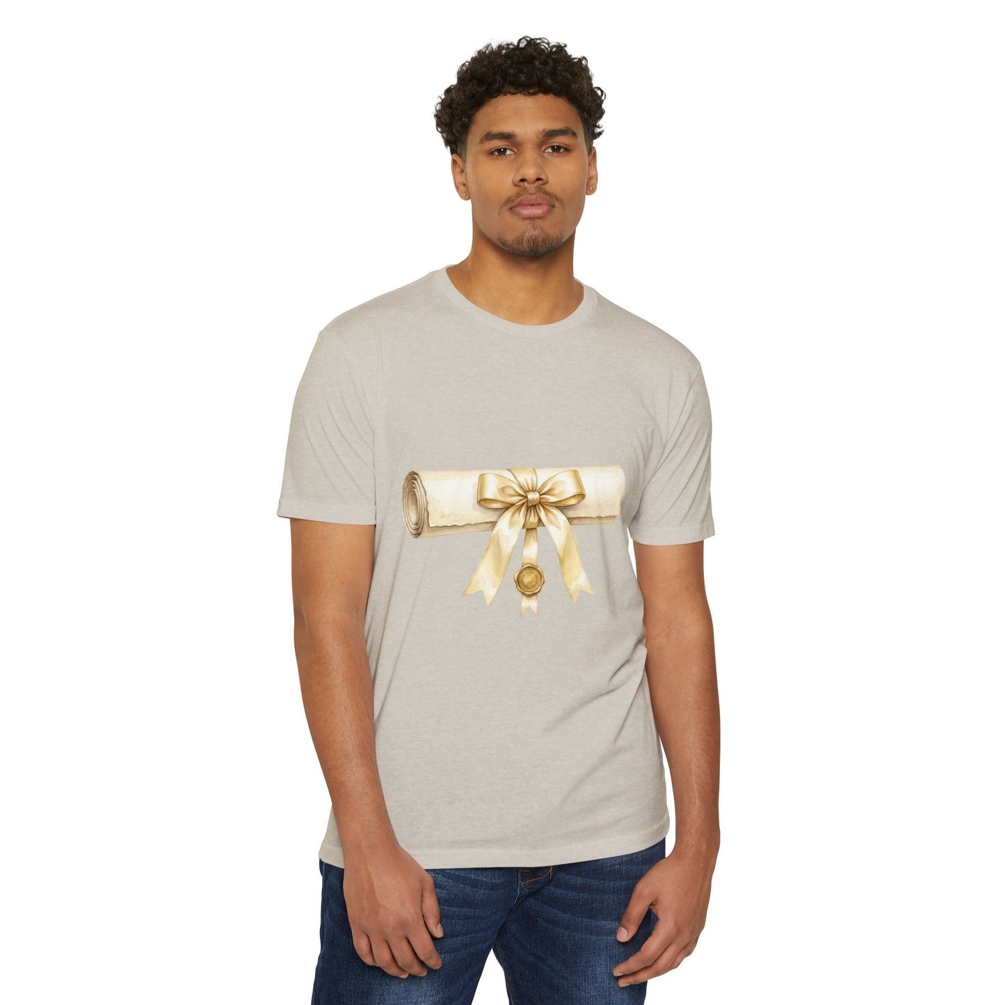 Graduation Scroll T-Shirt — Gold Ribbon Diploma Tee