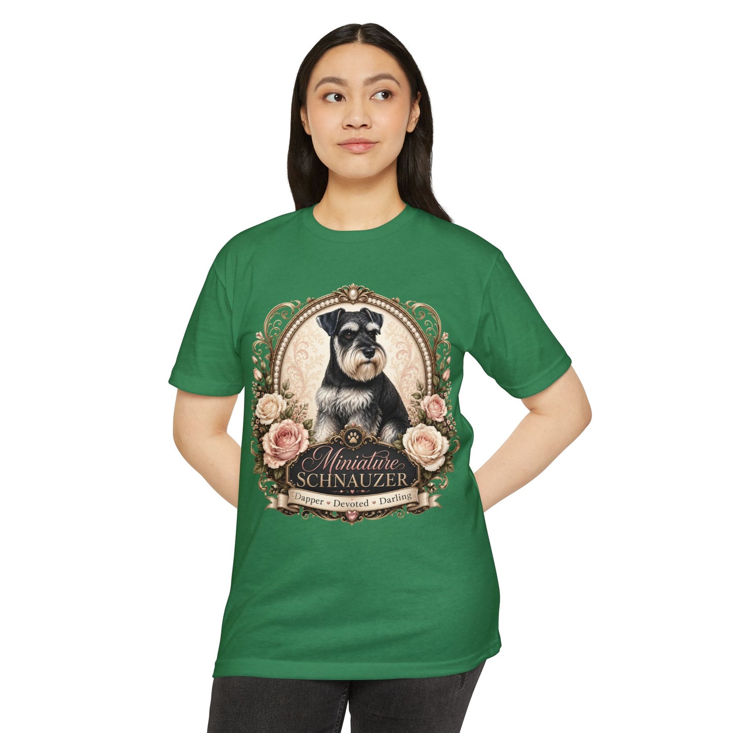 Miniature Schnauzer Floral Portrait T-Shirt