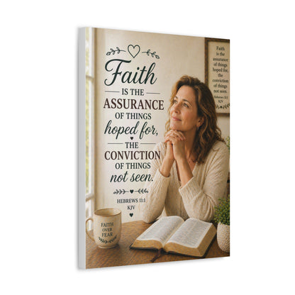 Faith Canvas Wall Art — Hebrews 11:1 Inspirational Scripture Stretched Canvas