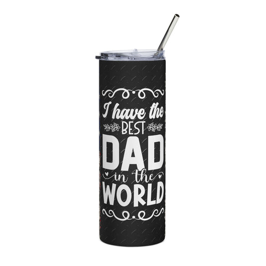 20oz Stainless Steel Tumbler - "I Have the Best Dad in the World" with American Flag