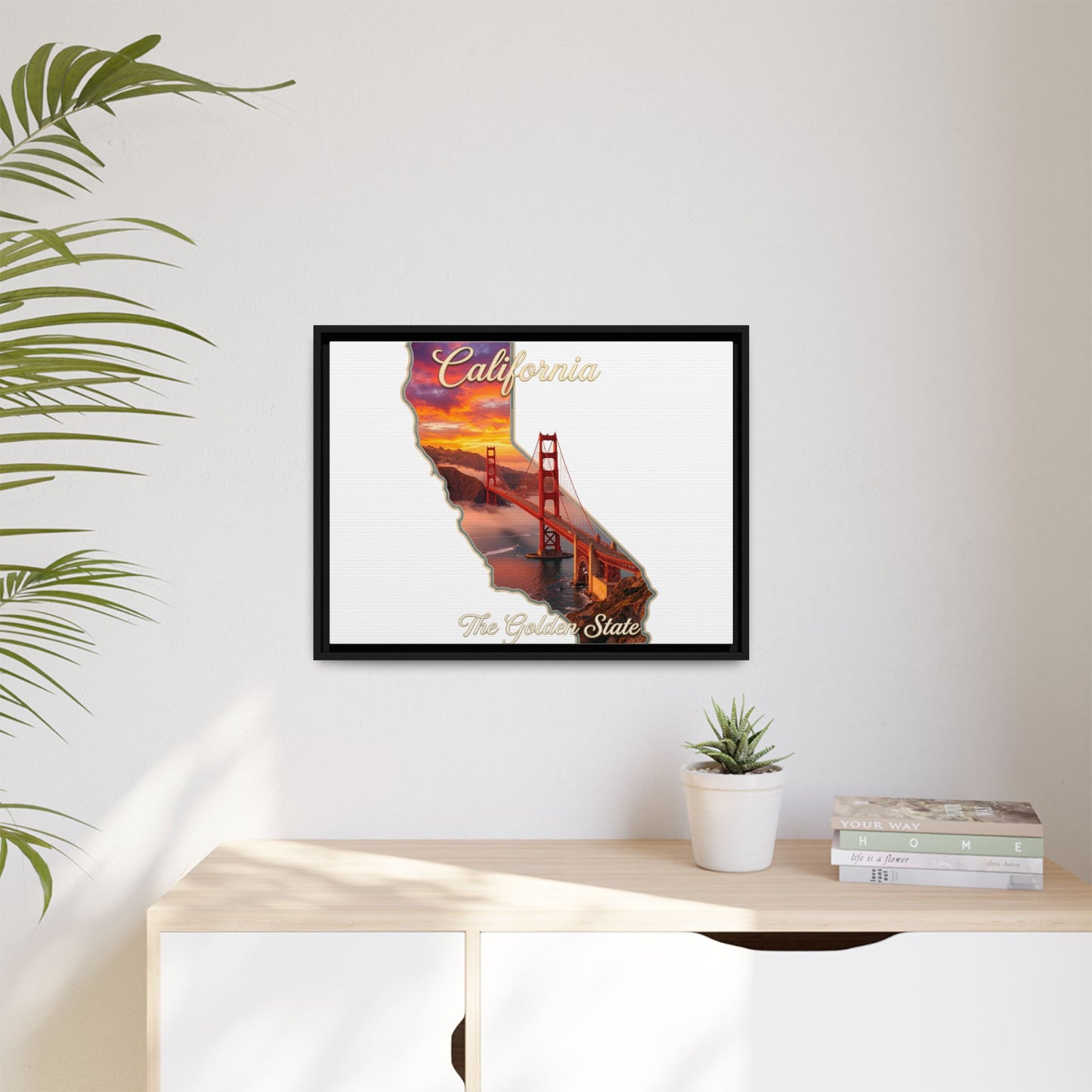 California Golden Gate Map Matte Canvas Print (Framed)