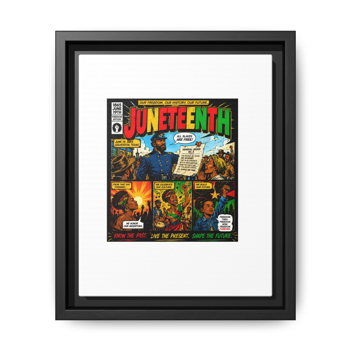 Juneteenth Comic Art Canvas - Framed Matte Wall Decor
