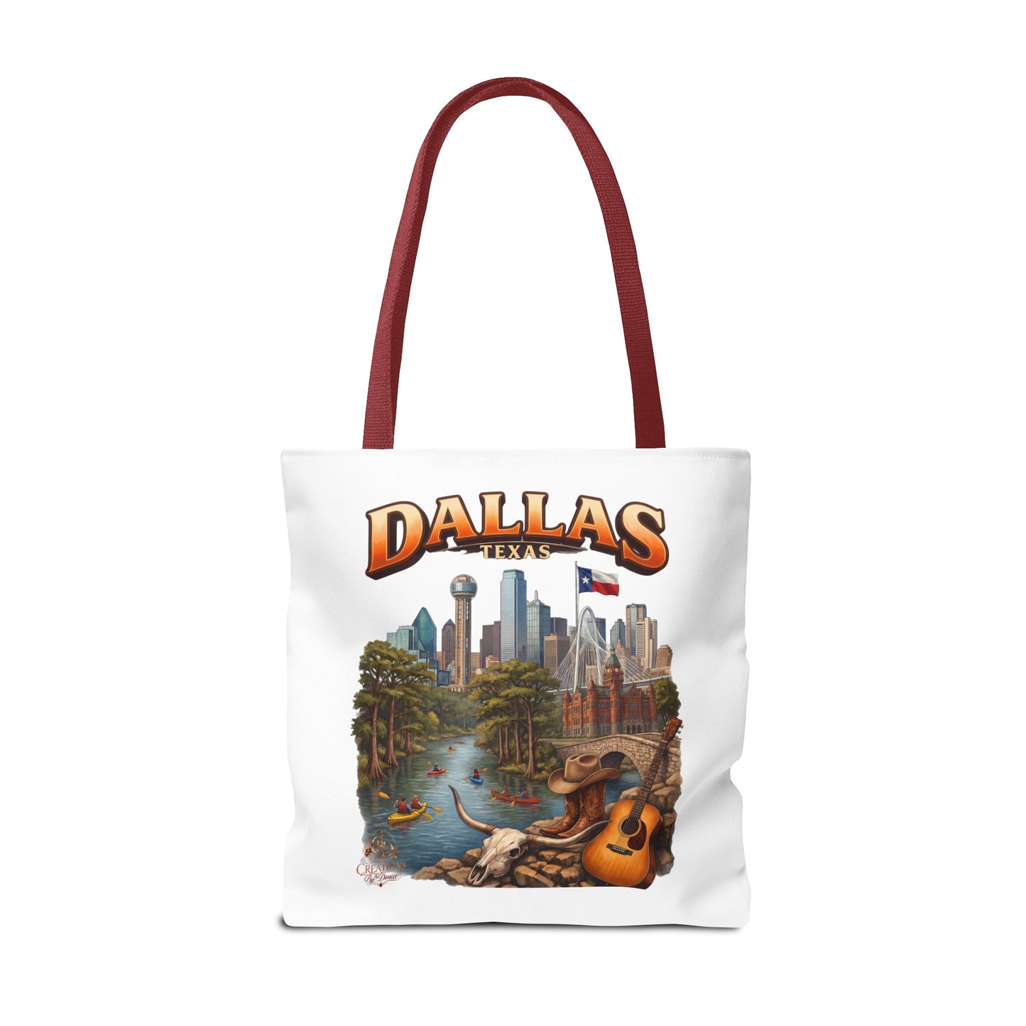 Dallas Texas Scenic Tote Bag – City Skyline & Guitar Souvenir Tote